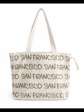 Robin Ruth Cream Canvas 'San Francisco' Print Tote